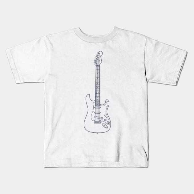 S-Style Electric Guitar Outline Kids T-Shirt by nightsworthy